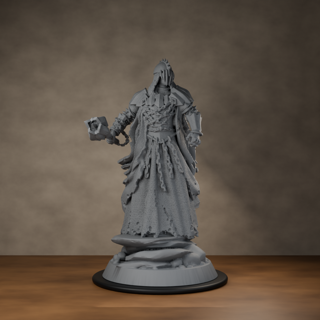 Giant Mace Wraith - unpainted resin miniature digital render - scale on wheel