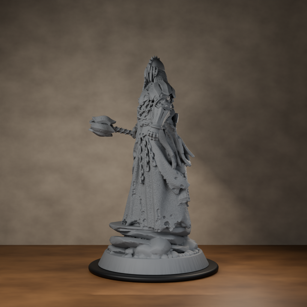 Giant Mace Wraith - unpainted resin miniature digital render - side