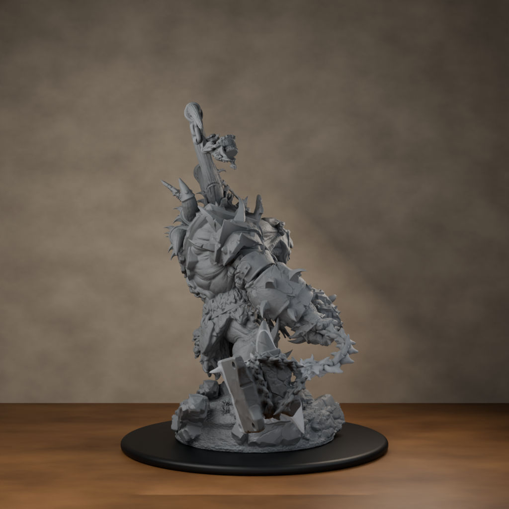 Ard One Stompa Pose 01 Gore - unpainted resin miniature digital render - back right 3q