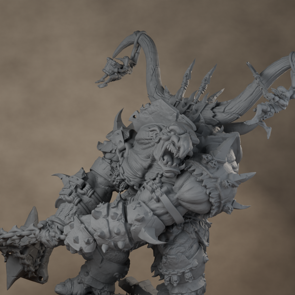 Ard One Stompa Pose 01 Gore - unpainted resin miniature digital render - detail upper
