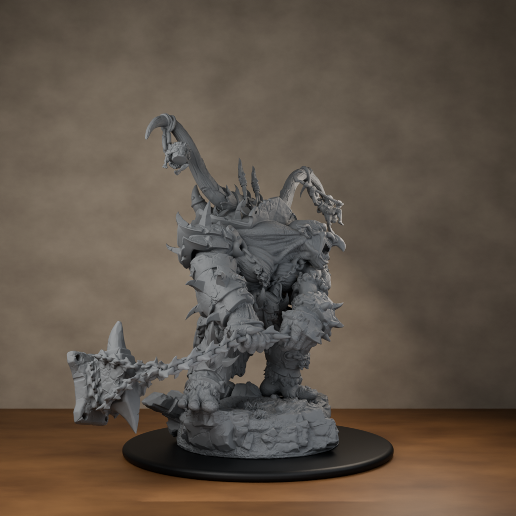 Ard One Stompa Pose 01 Gore - unpainted resin miniature digital render - side right
