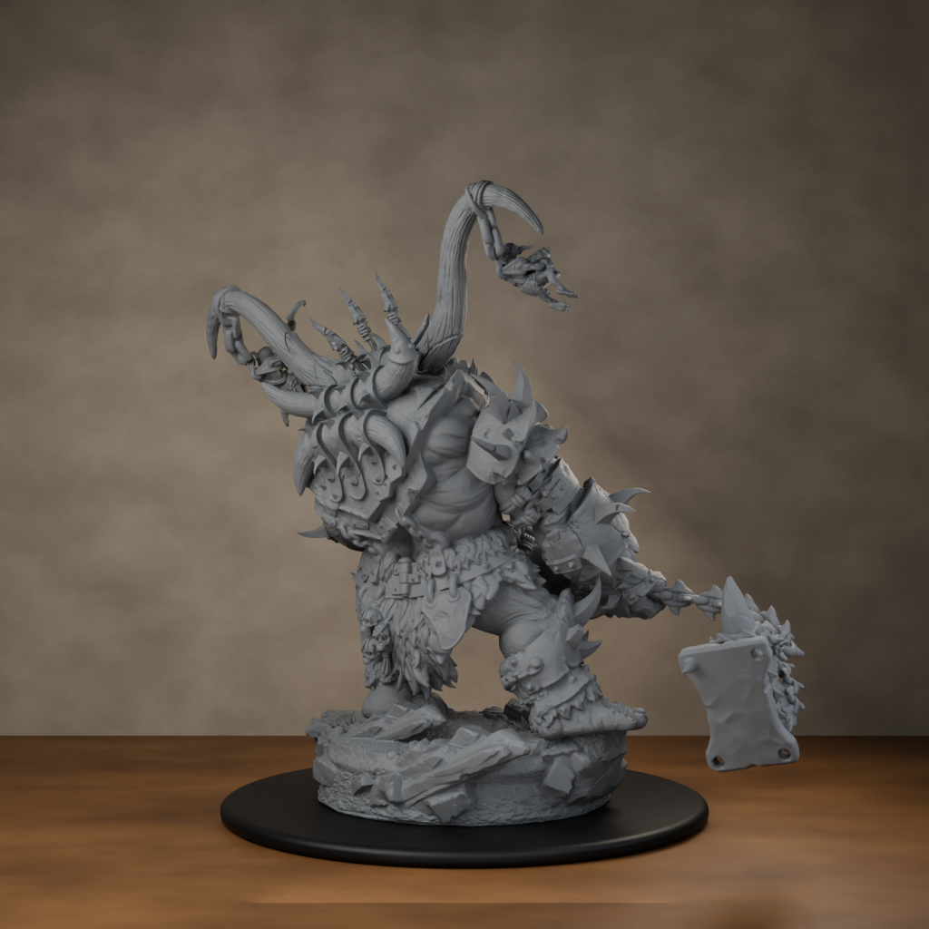 Ard One Stompa Pose 01 Nogore - unpainted resin miniature digital render - back