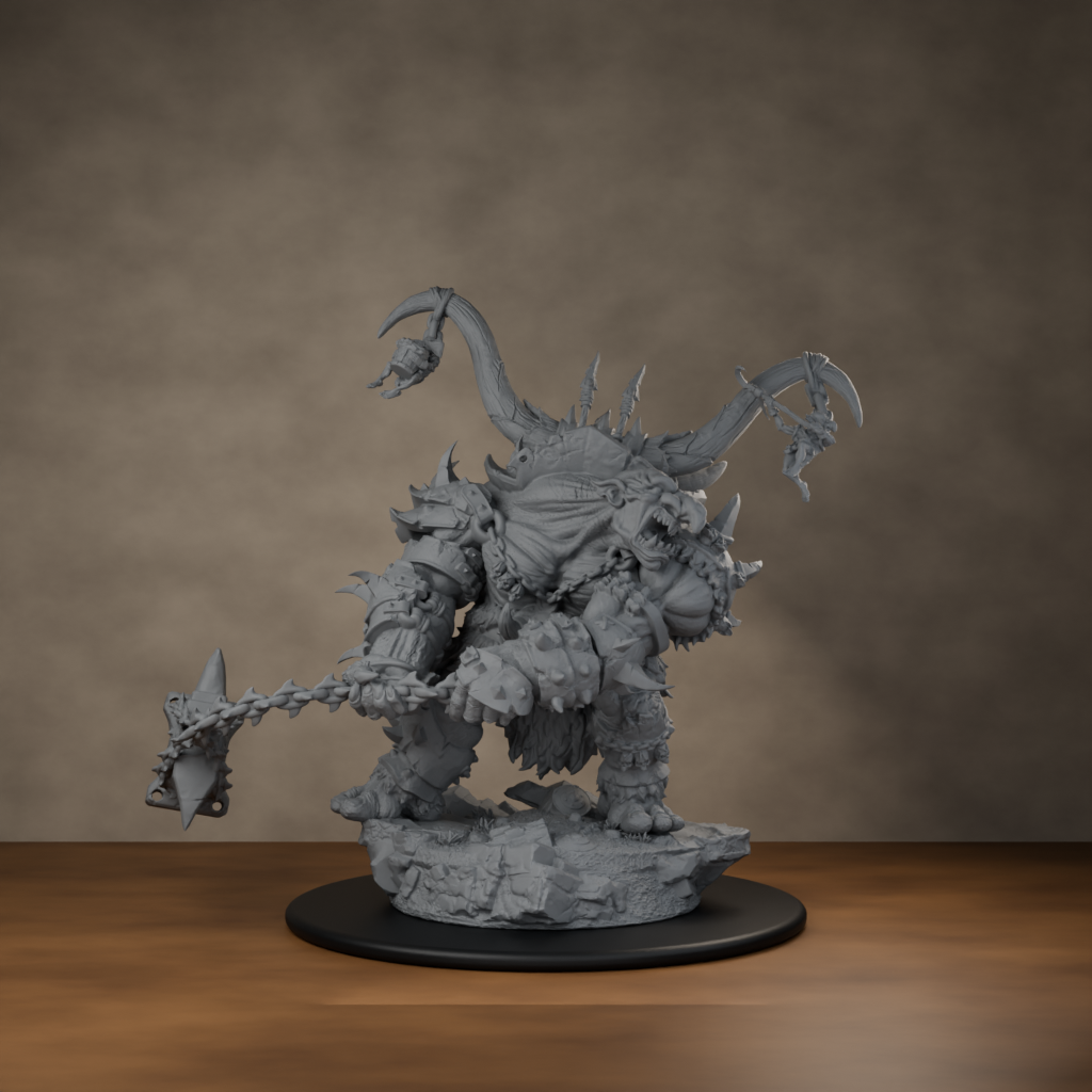 Ard One Stompa Pose 01 Nogore - unpainted resin miniature digital render - front right 3q