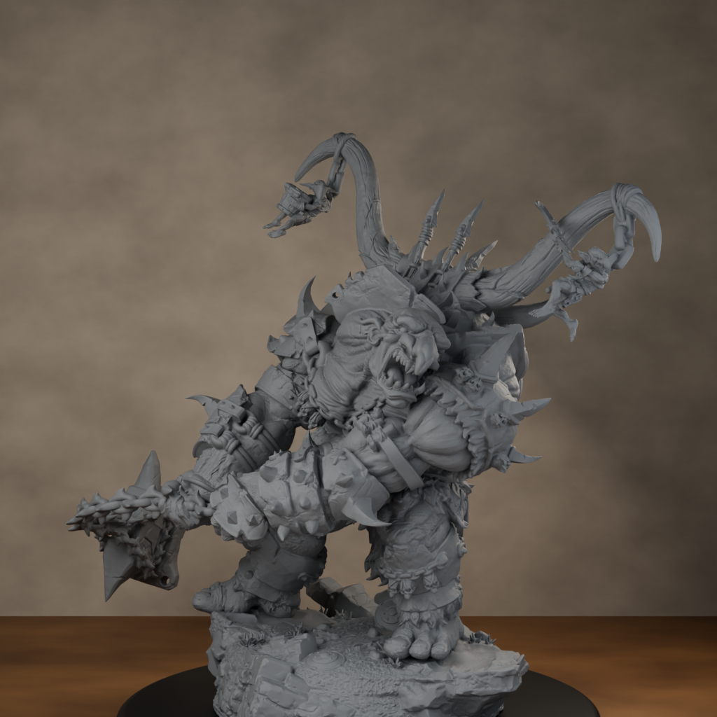 Ard One Stompa Pose 01 Nogore - unpainted resin miniature digital render - high angle