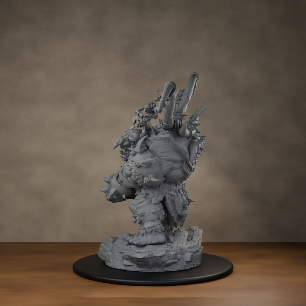 Ard One Stompa Pose 01 Nogore - unpainted resin miniature digital render - side