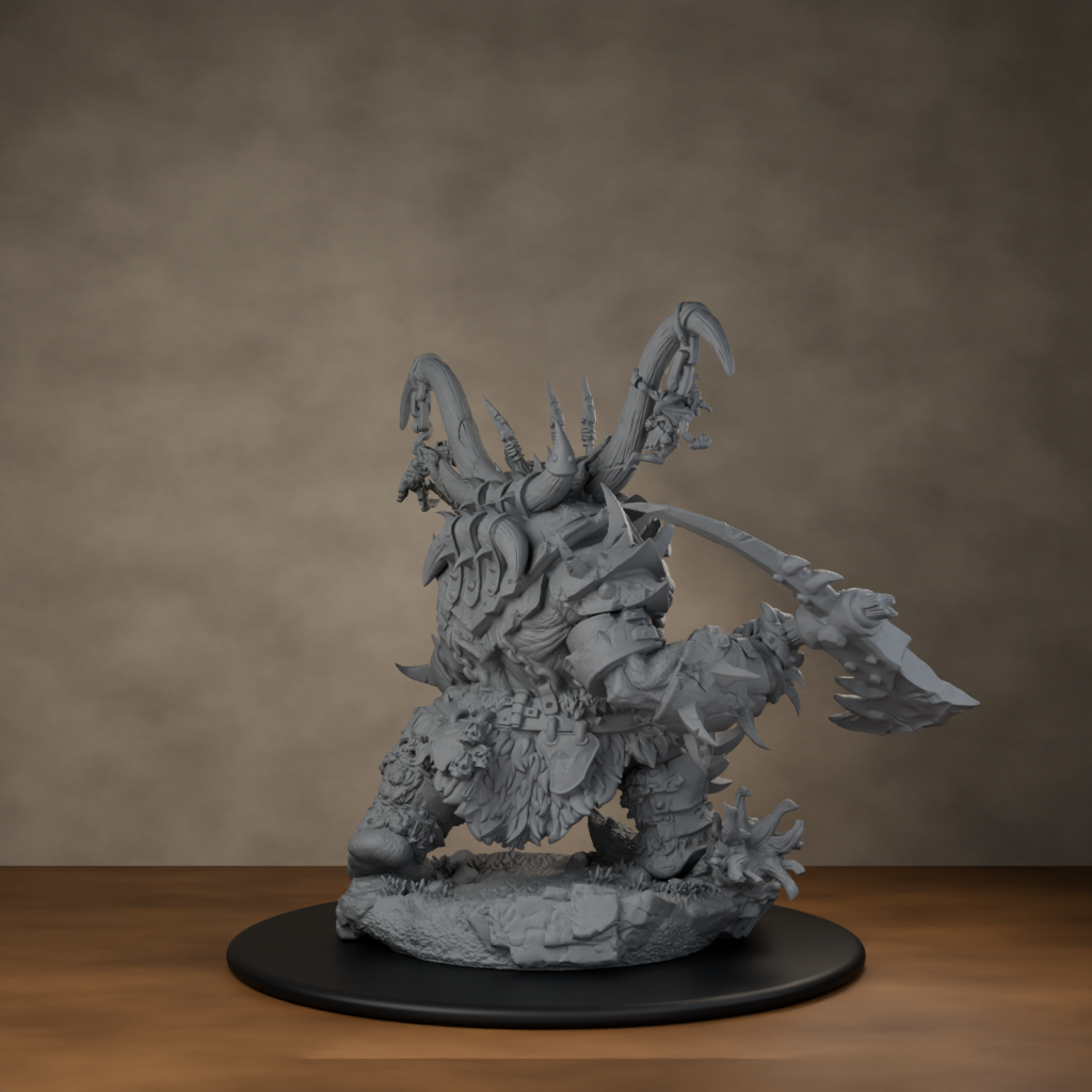 Ard One Stompa Pose 02 Nogore - unpainted resin miniature digital render - back right 3q