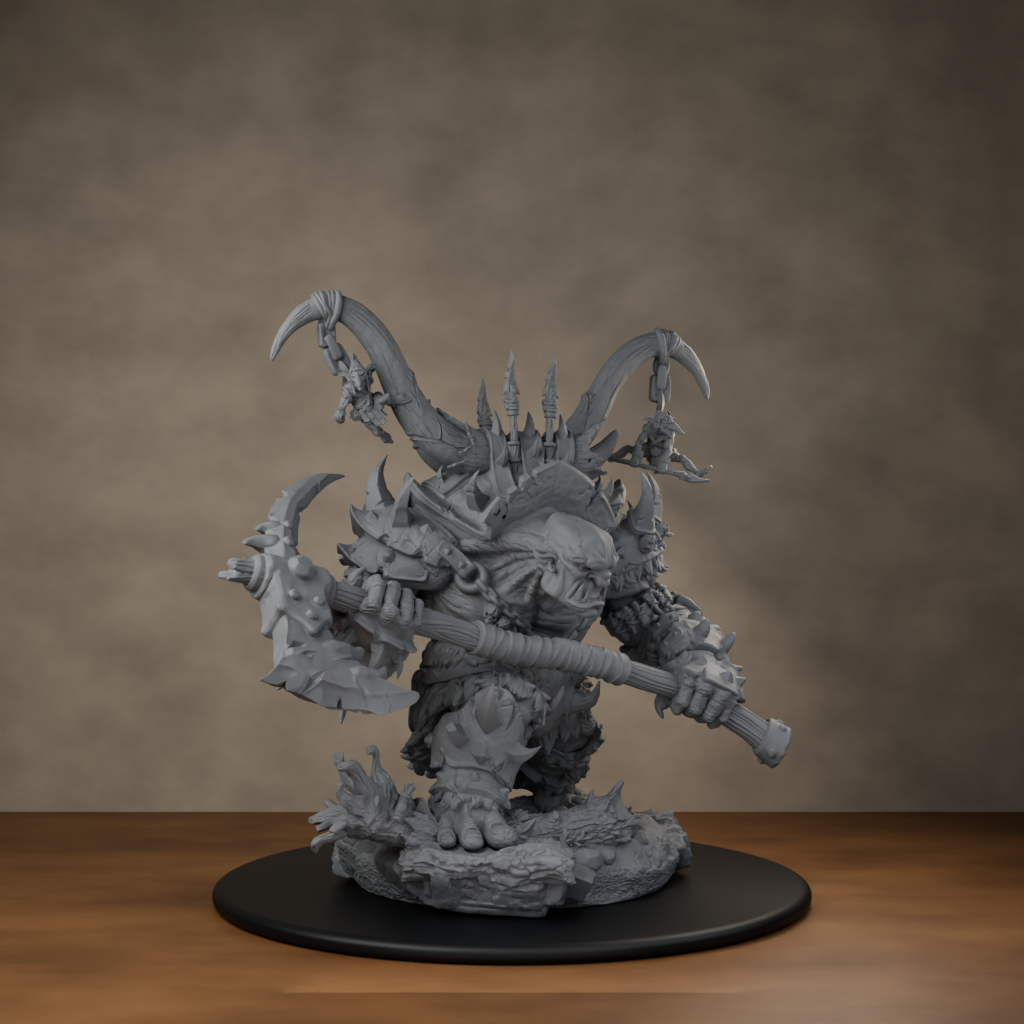 Ard One Stompa Pose 02 Nogore - unpainted resin miniature digital render - front right 3q