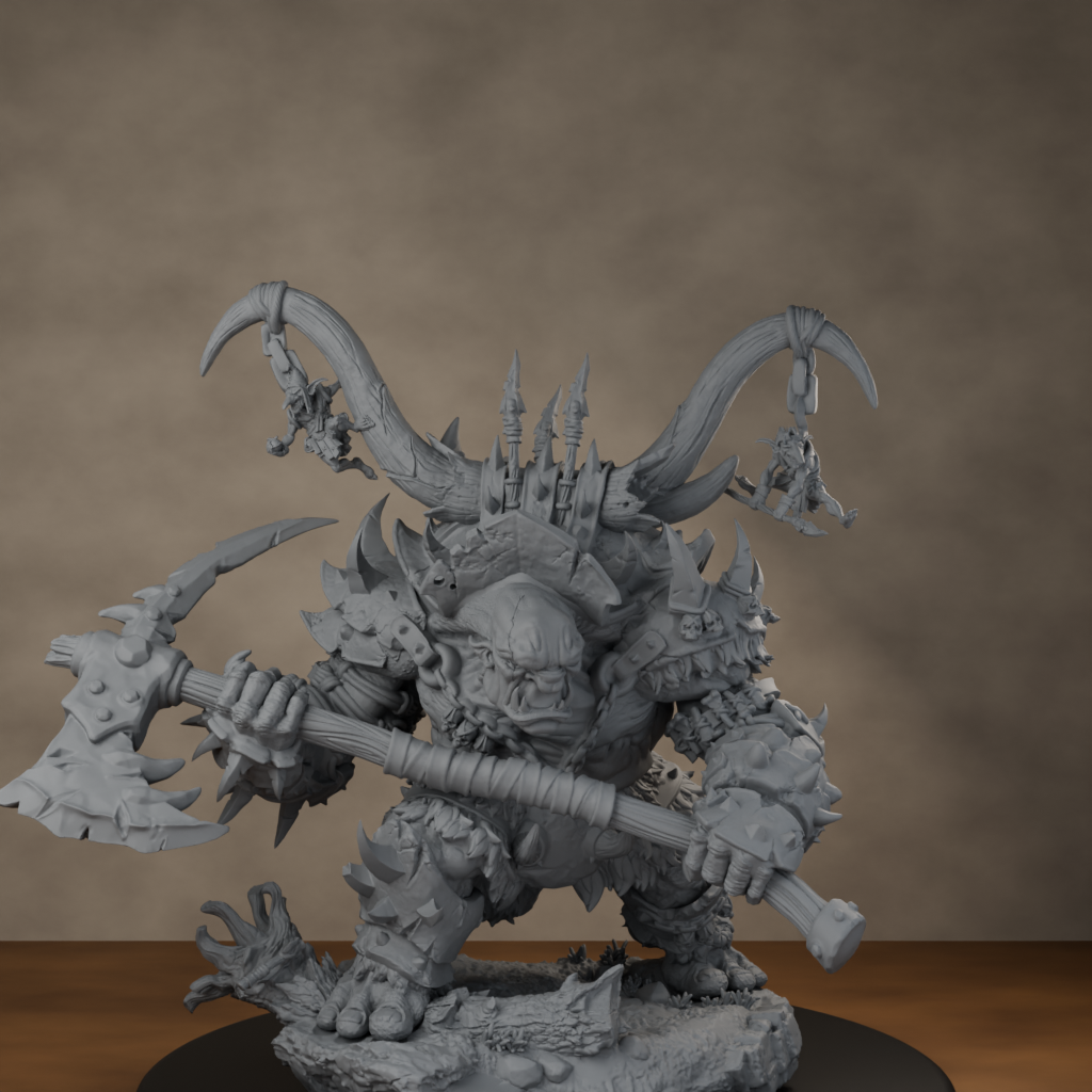 Ard One Stompa Pose 02 Nogore - unpainted resin miniature digital render - high angle