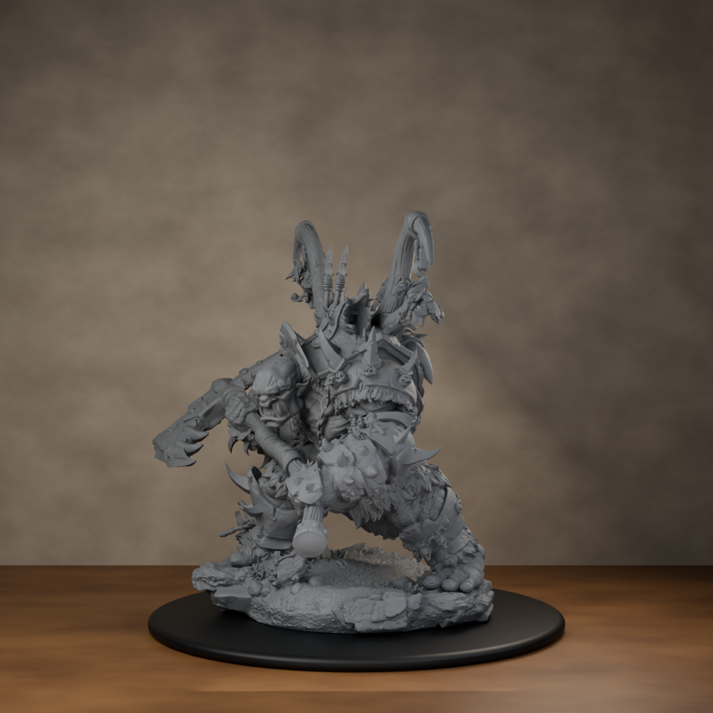 Ard One Stompa Pose 02 Nogore - unpainted resin miniature digital render - side