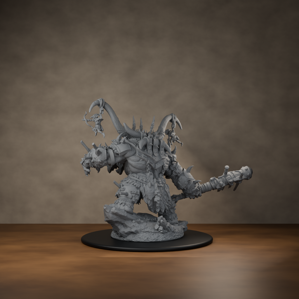 Ard One Stompa Pose 03 Gore - unpainted resin miniature digital render - back left 3q