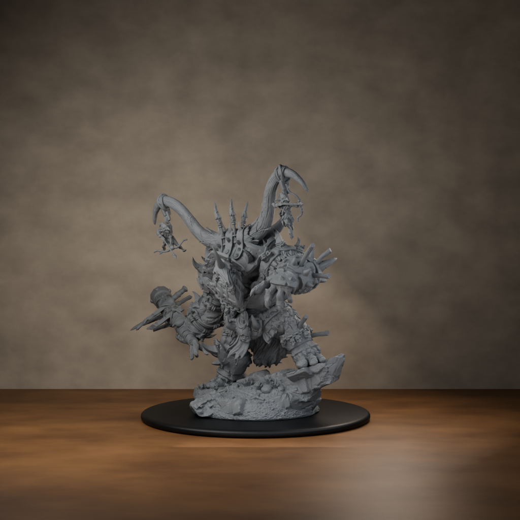 Ard One Stompa Pose 03 Gore - unpainted resin miniature digital render - front left 3q