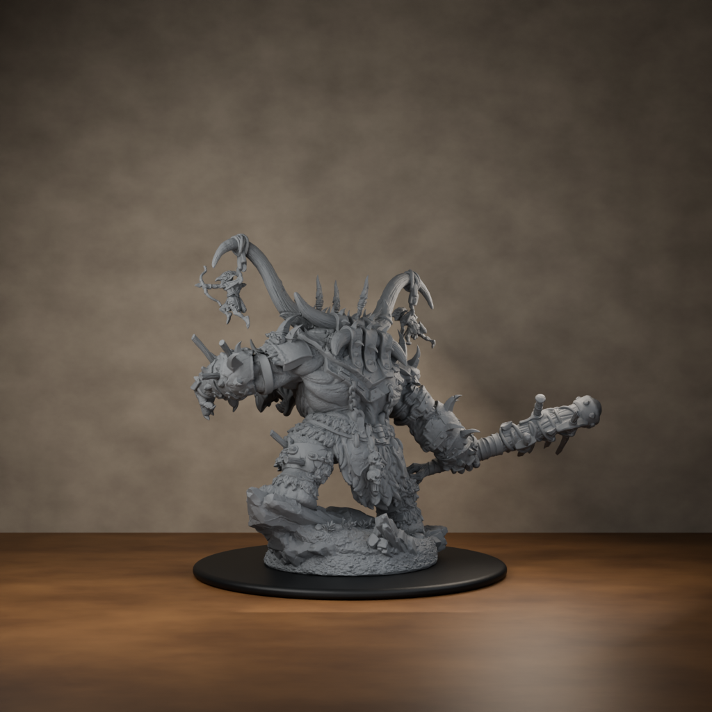 Ard One Stompa Pose 03 Nogore - unpainted resin miniature digital render - back left 3q