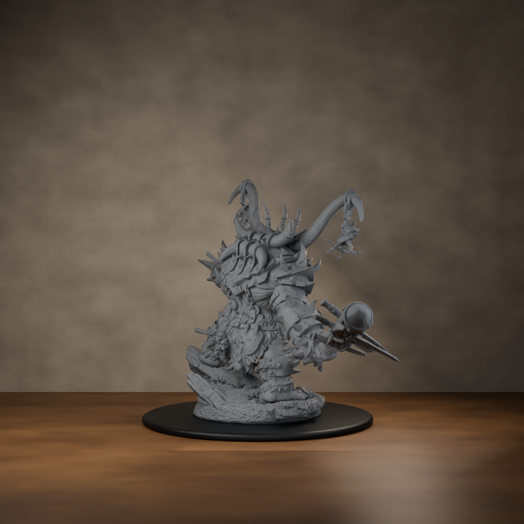 Ard One Stompa Pose 03 Nogore - unpainted resin miniature digital render - back right 3q