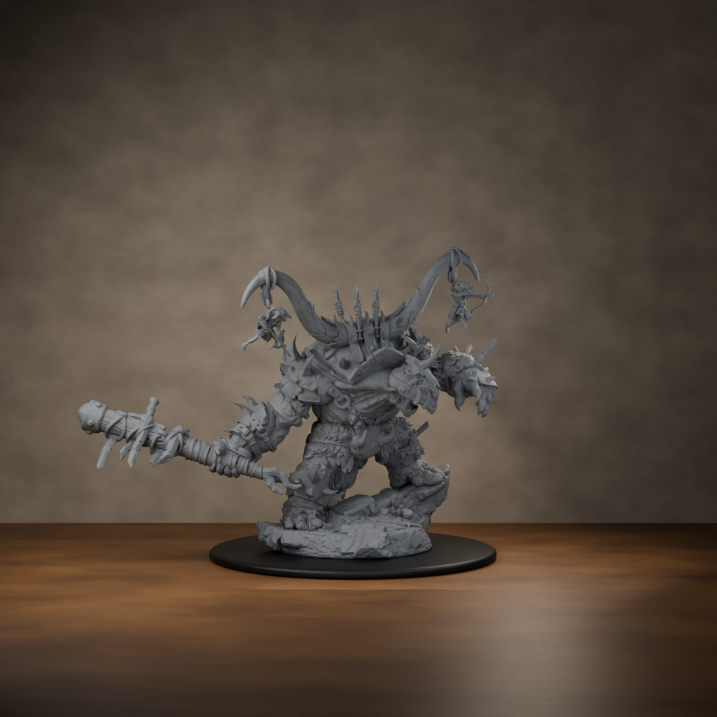 Ard One Stompa Pose 03 Nogore - unpainted resin miniature digital render - front right 3q