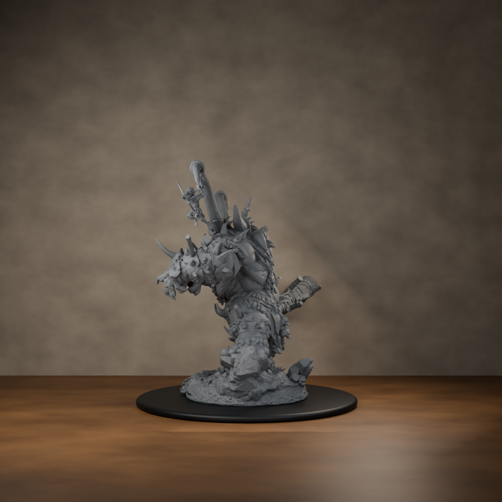 Ard One Stompa Pose 03 Nogore - unpainted resin miniature digital render - side left