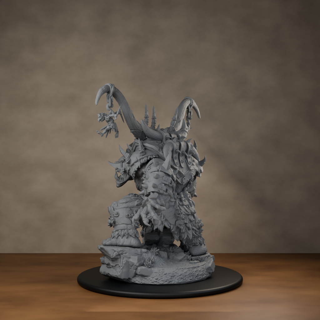 Ard One Stompa Pose 04 Gore - unpainted resin miniature digital render - back left 3q