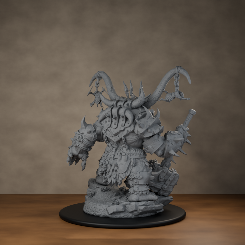 Ard One Stompa Pose 04 Gore - unpainted resin miniature digital render - back right 3q