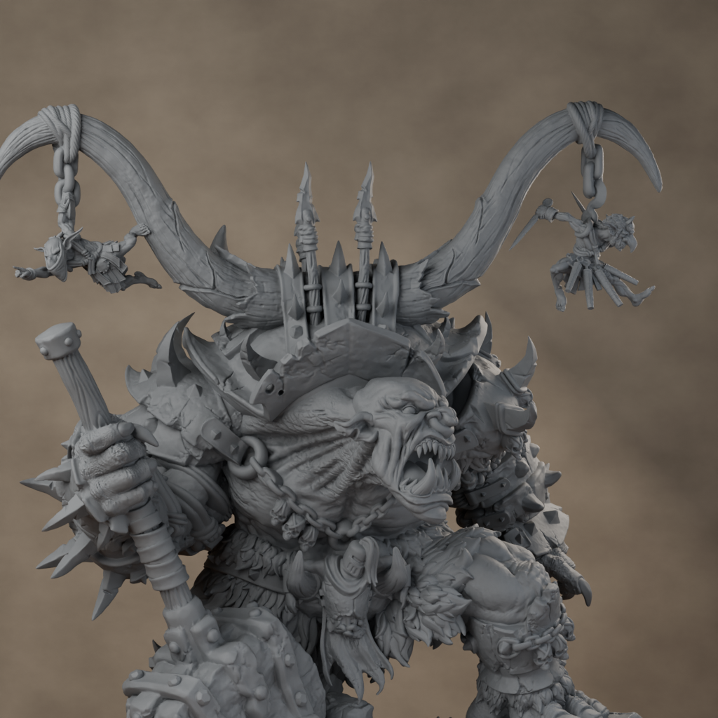 Ard One Stompa Pose 04 Gore - unpainted resin miniature digital render - detail upper