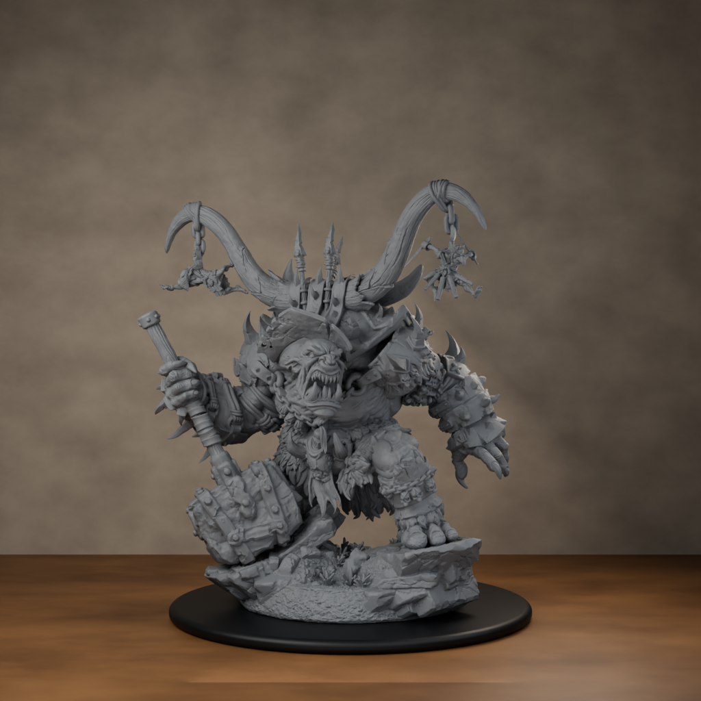 Ard One Stompa Pose 04 Gore - unpainted resin miniature digital render - front left 3q