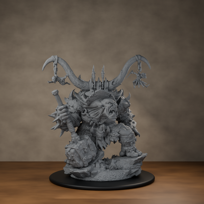 Ard One Stompa Pose 04 Gore - unpainted resin miniature digital render - scale on wheel