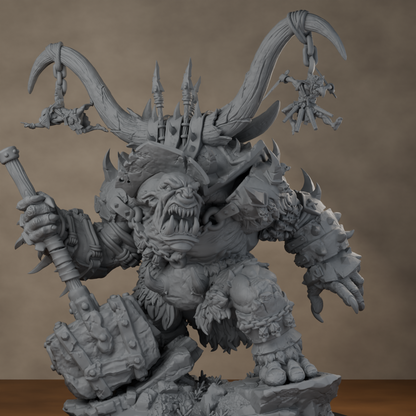 Ard One Stompa Pose 04 Nogore - unpainted resin miniature digital render - detail base
