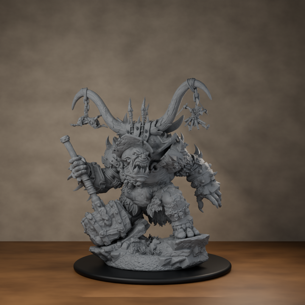 Ard One Stompa Pose 04 Nogore - unpainted resin miniature digital render - front left 3q