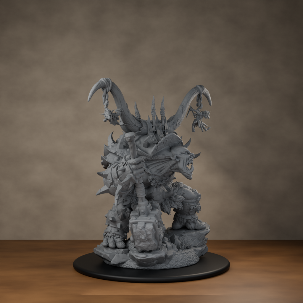 Ard One Stompa Pose 04 Nogore - unpainted resin miniature digital render - front right 3q