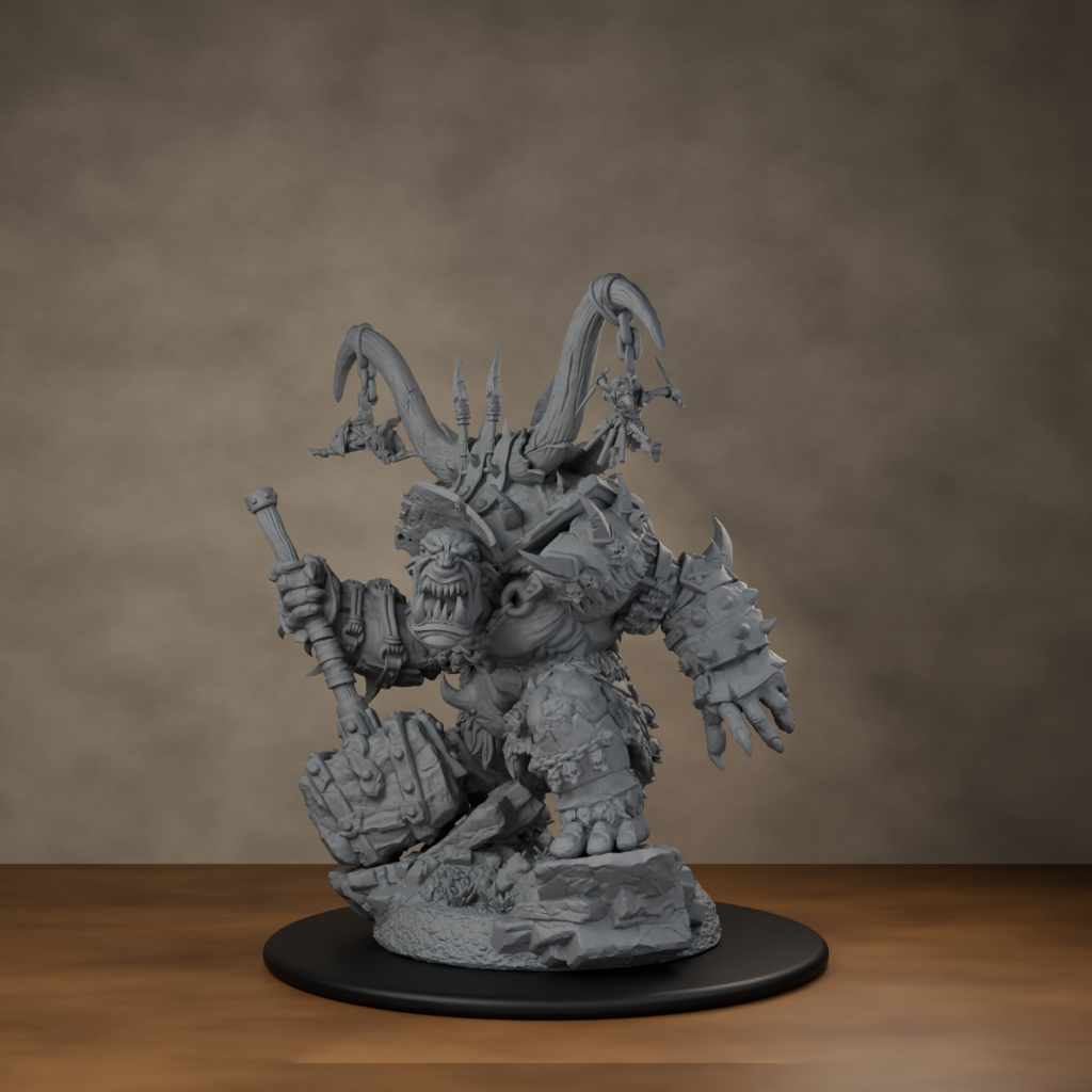 Ard One Stompa Pose 04 Nogore - unpainted resin miniature digital render - side