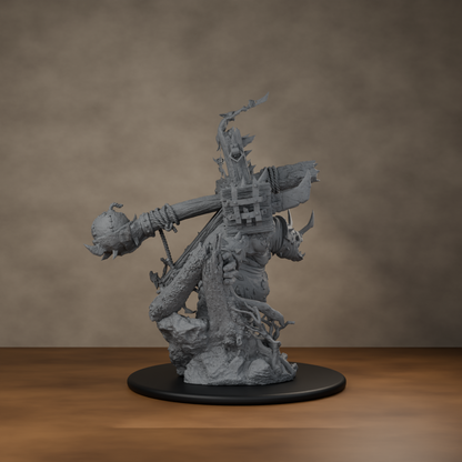 Big'un Flinga - unpainted resin miniature digital render - back right 3q