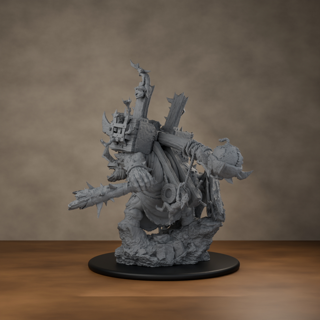 Big'un Flinga - unpainted resin miniature digital render - side left
