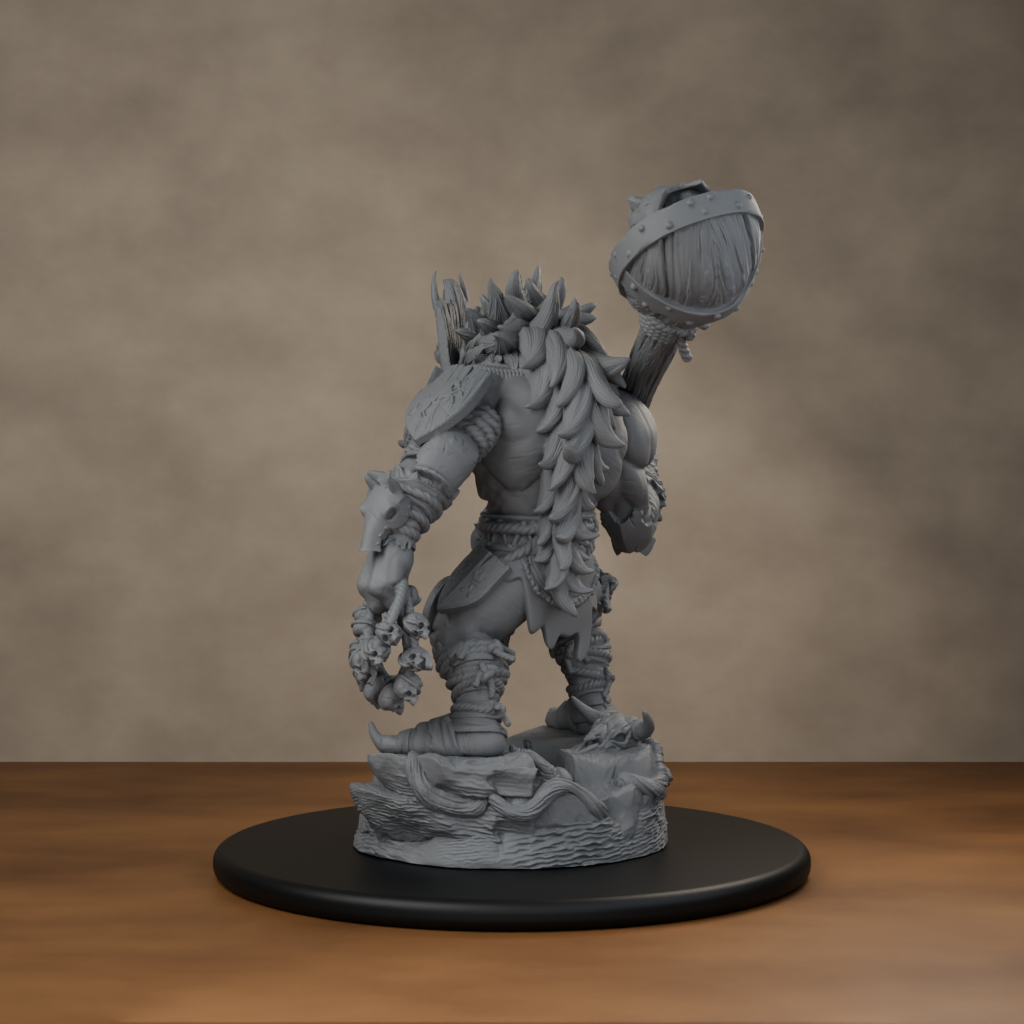 Blackspring Troll Pose 01 - unpainted resin miniature digital render - back left 3q