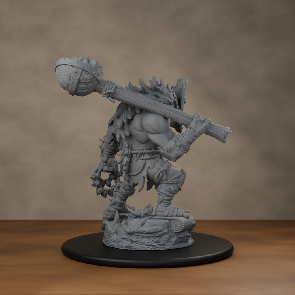Blackspring Troll Pose 01 - unpainted resin miniature digital render - back right 3q