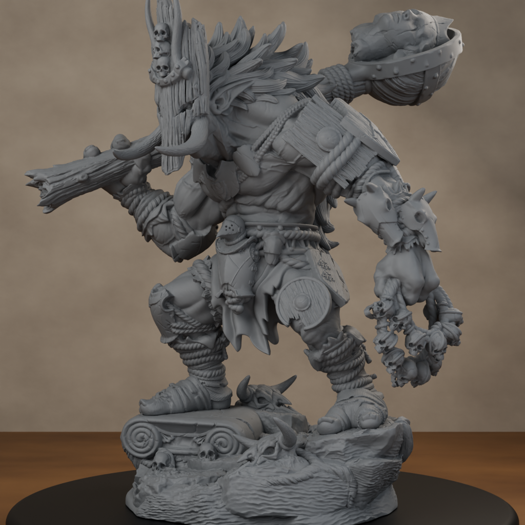 Blackspring Troll Pose 01 - unpainted resin miniature digital render - detail base