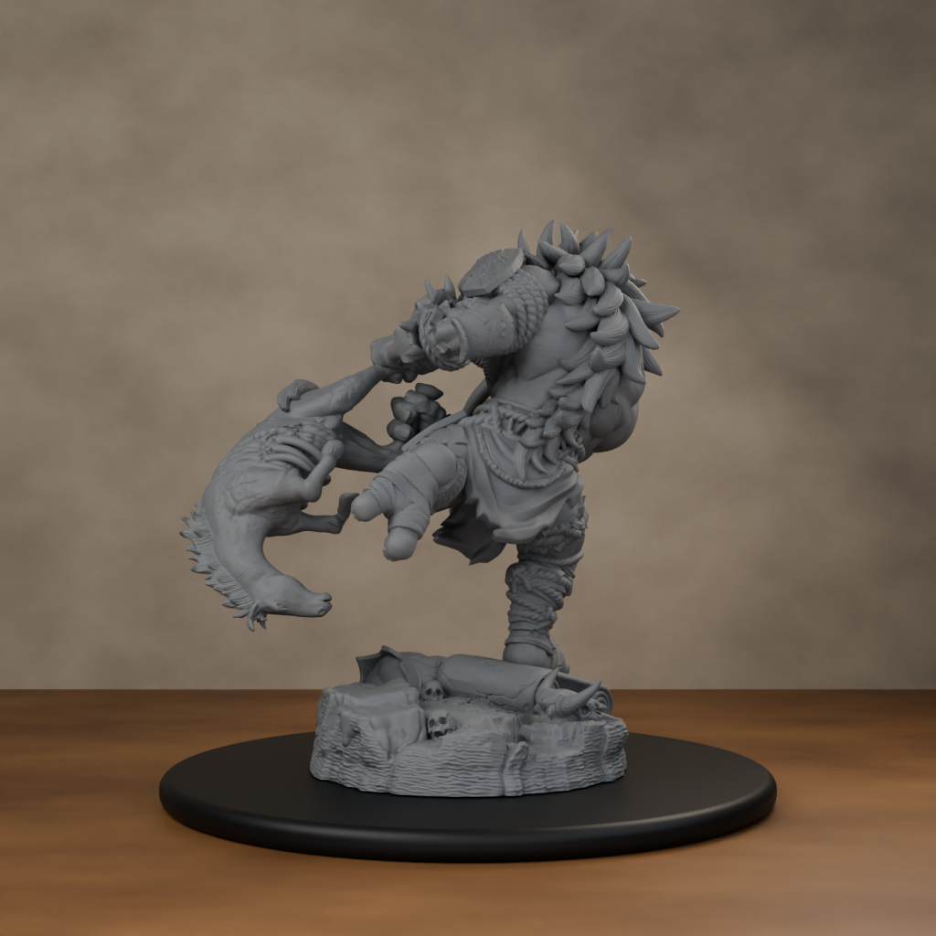 Blackspring Troll Pose 02 - unpainted resin miniature digital render - back