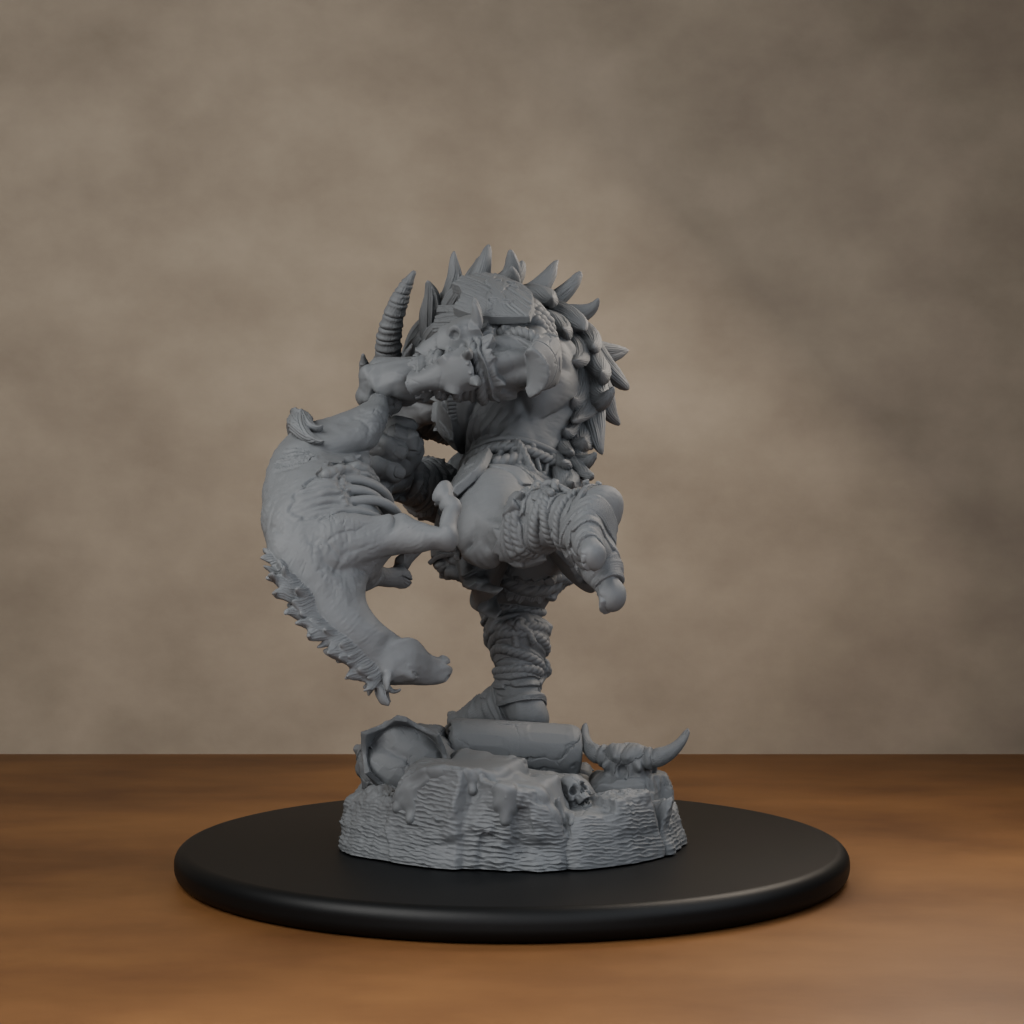Blackspring Troll Pose 02 - unpainted resin miniature digital render - back left 3q