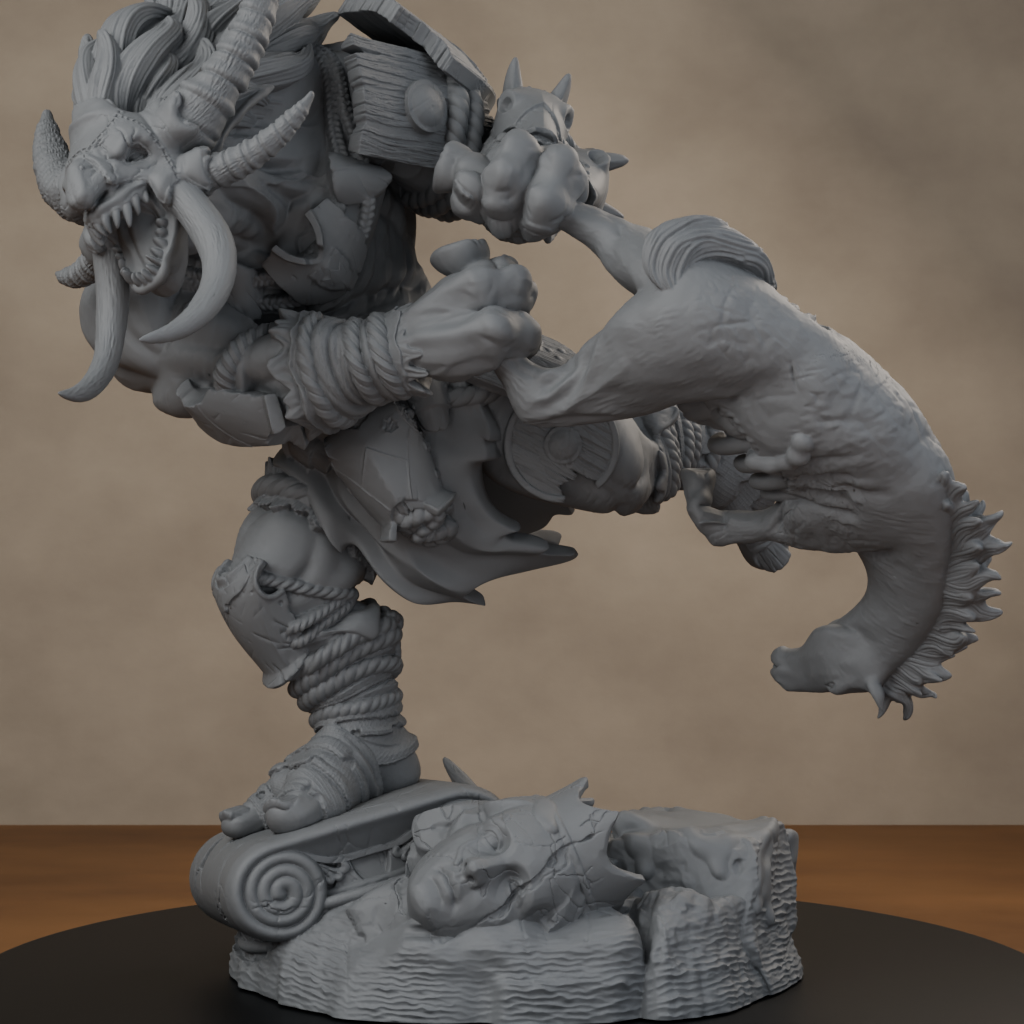 Blackspring Troll Pose 02 - unpainted resin miniature digital render - detail base