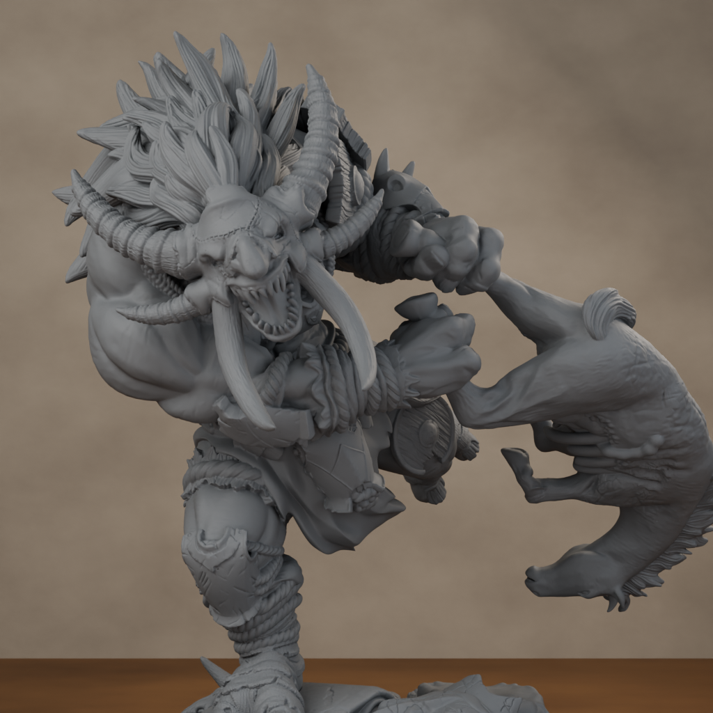 Blackspring Troll Pose 02 - unpainted resin miniature digital render - detail upper