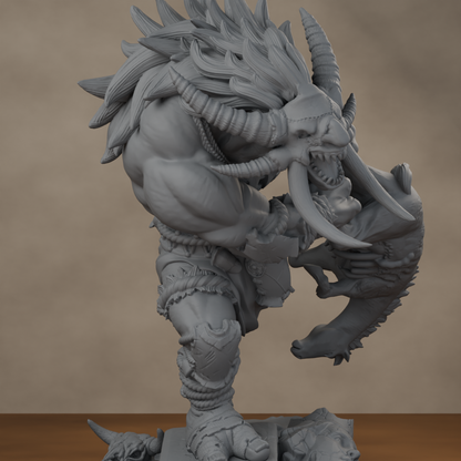 Blackspring Troll Pose 02 - unpainted resin miniature digital render - detail weapon