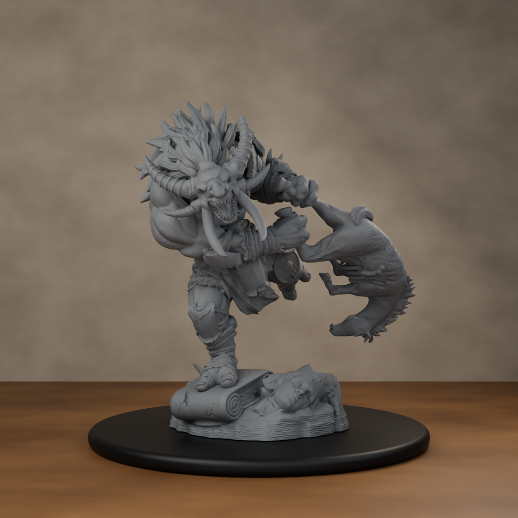 Blackspring Troll Pose 02 - unpainted resin miniature digital render - hero