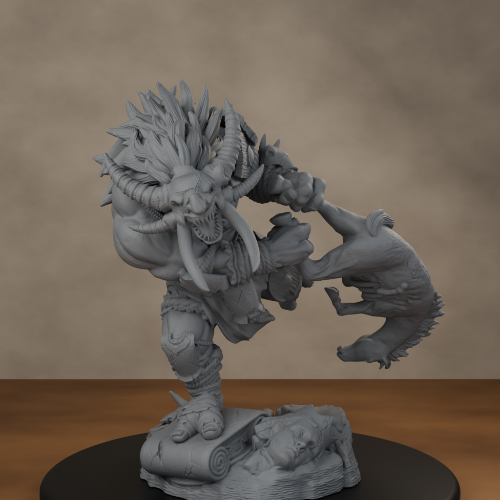 Blackspring Troll Pose 02 - unpainted resin miniature digital render - high angle
