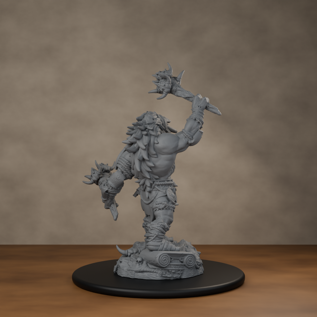 Blackspring Troll Pose 03 - unpainted resin miniature digital render - back right 3q
