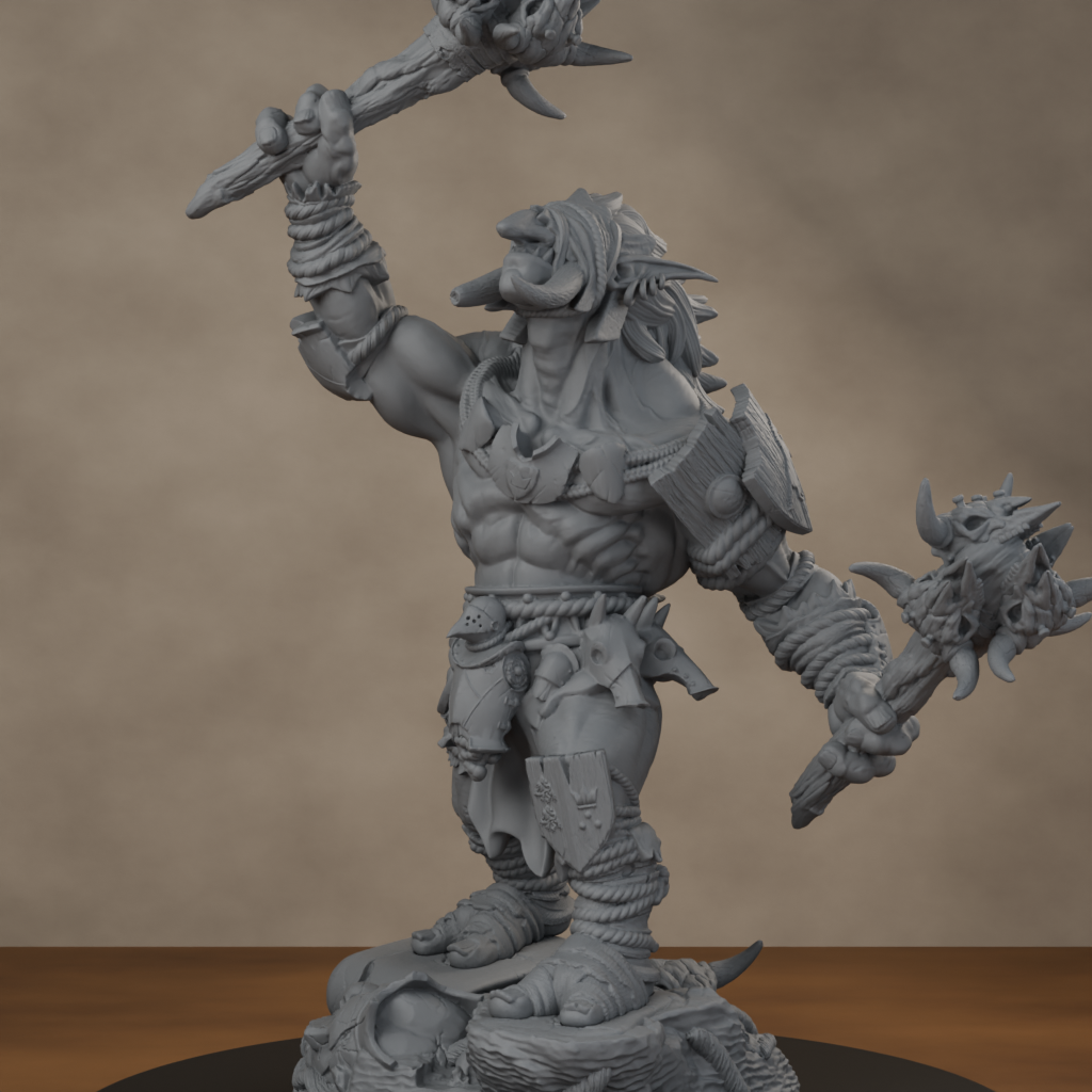 Blackspring Troll Pose 03 - unpainted resin miniature digital render - detail base