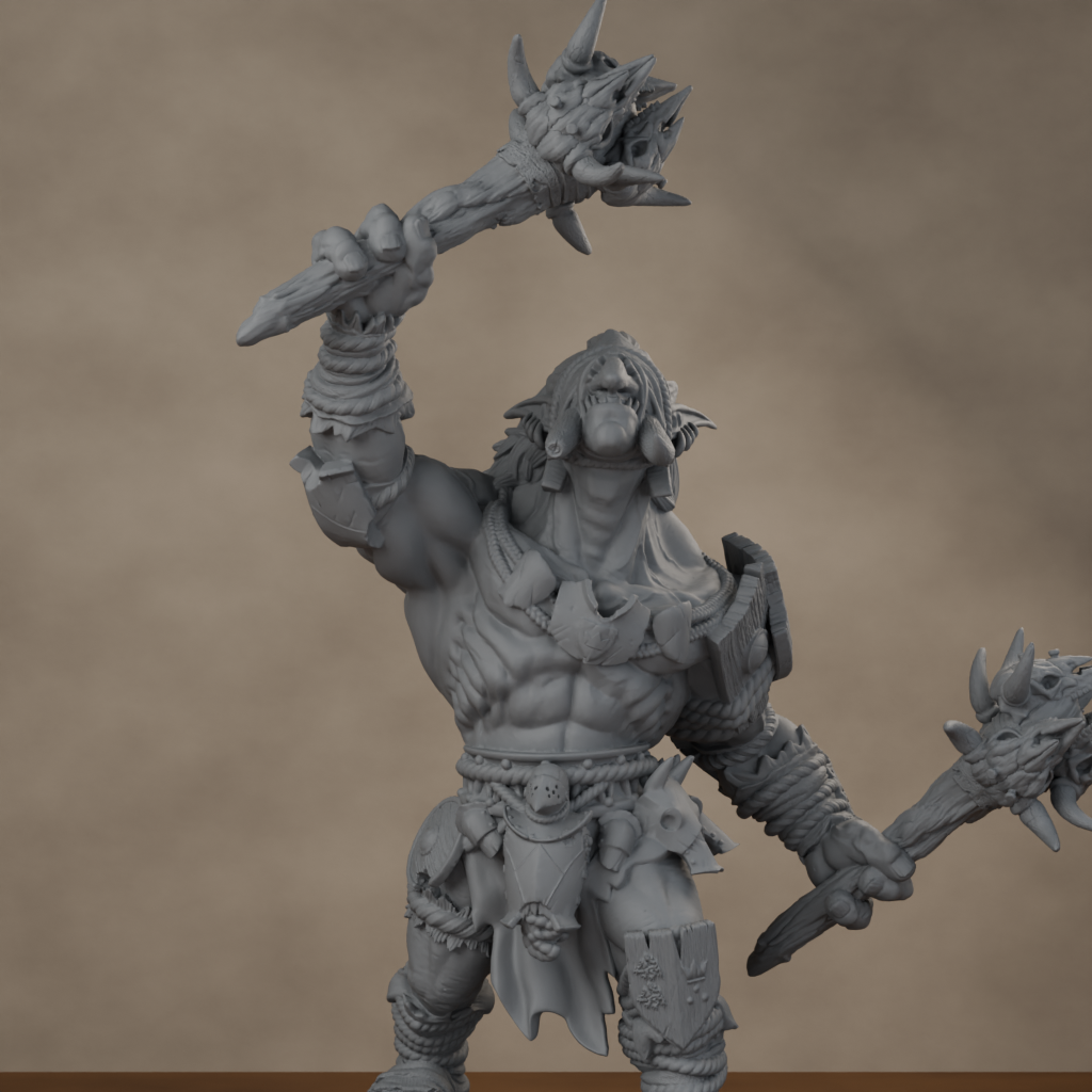 Blackspring Troll Pose 03 - unpainted resin miniature digital render - detail upper