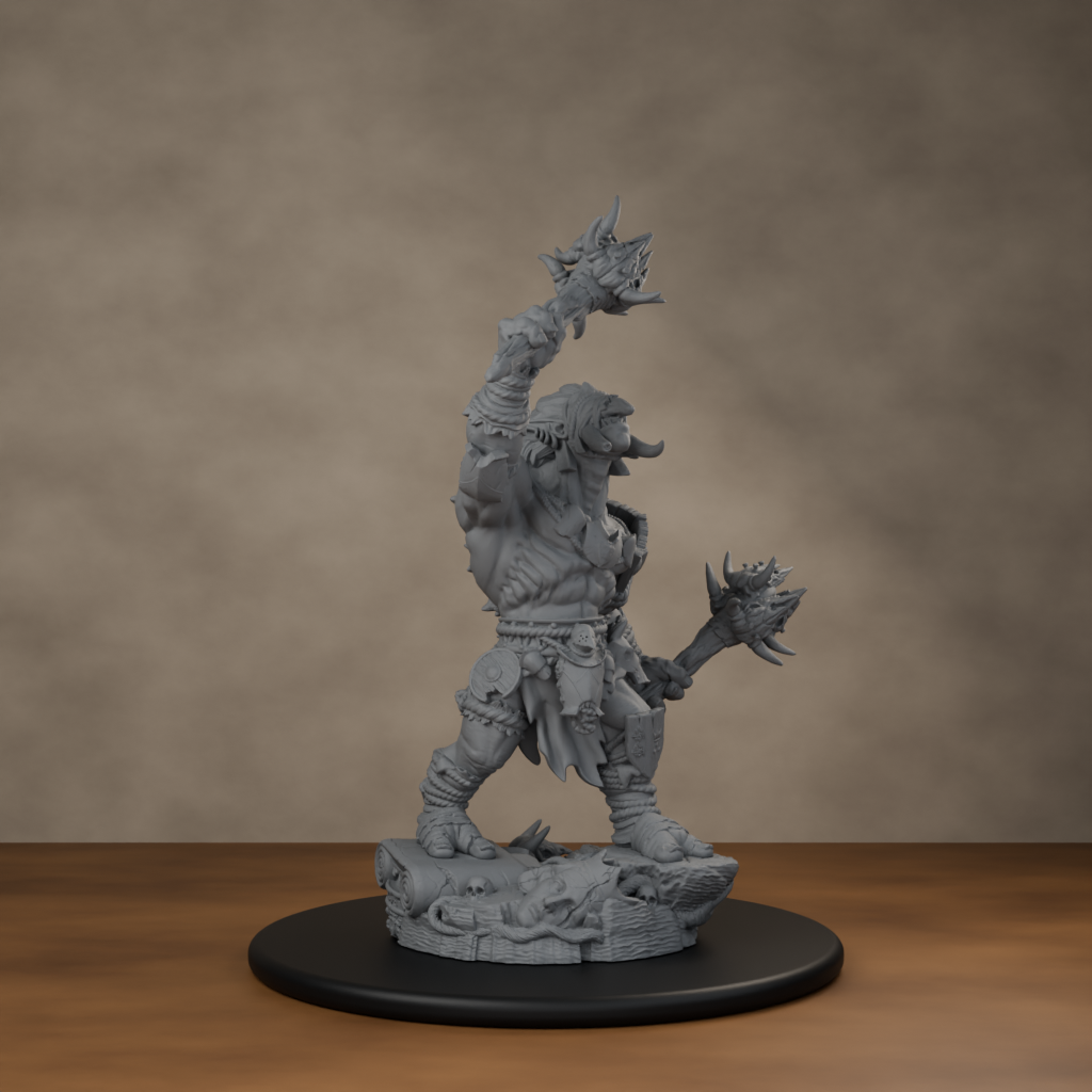 Blackspring Troll Pose 03 - unpainted resin miniature digital render - front right 3q