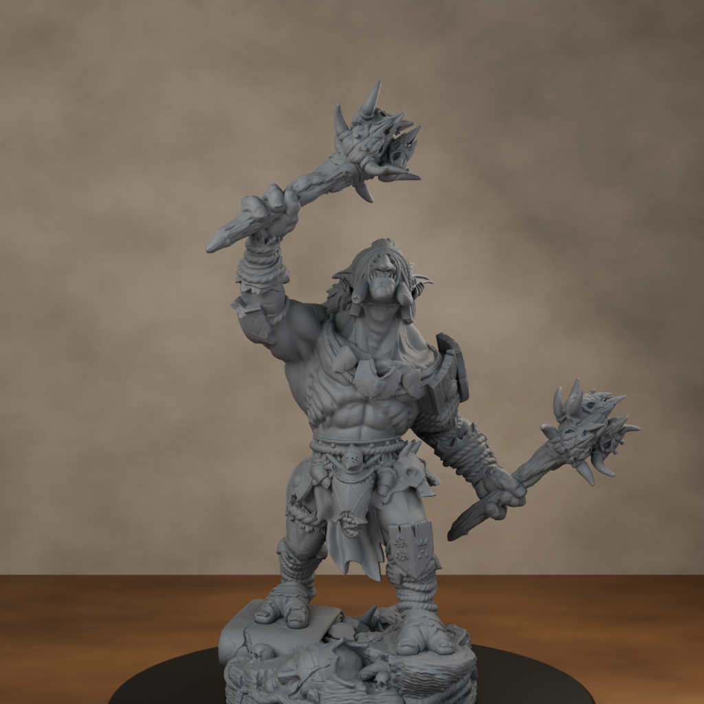 Blackspring Troll Pose 03 - unpainted resin miniature digital render - high angle