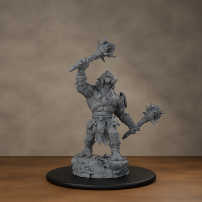 Blackspring Troll Pose 03 - unpainted resin miniature digital render - scale on wheel