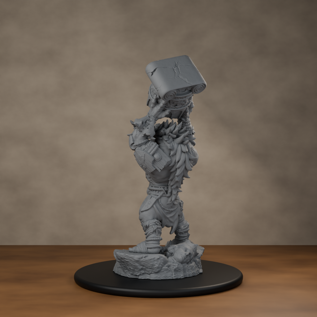 Blackspring Troll Pose 04 - unpainted resin miniature digital render - back left 3q
