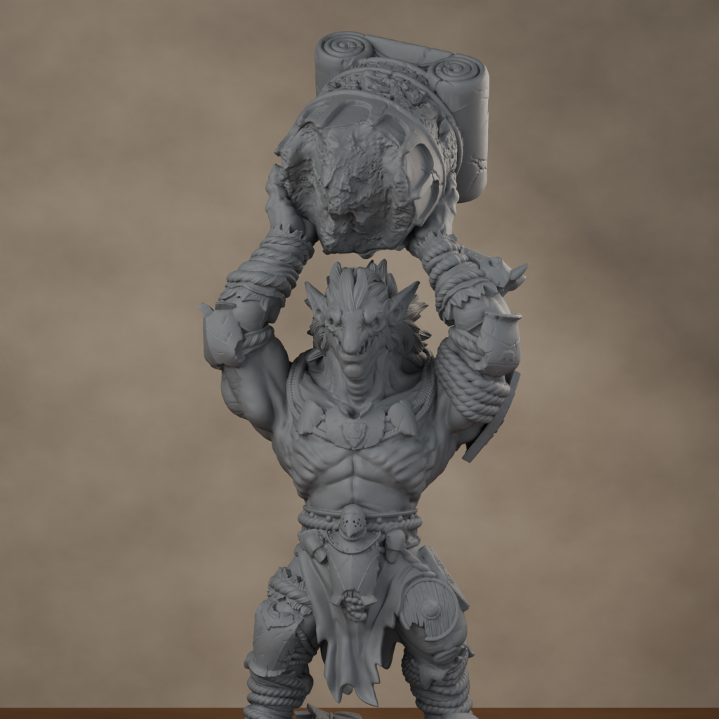 Blackspring Troll Pose 04 - unpainted resin miniature digital render - detail upper