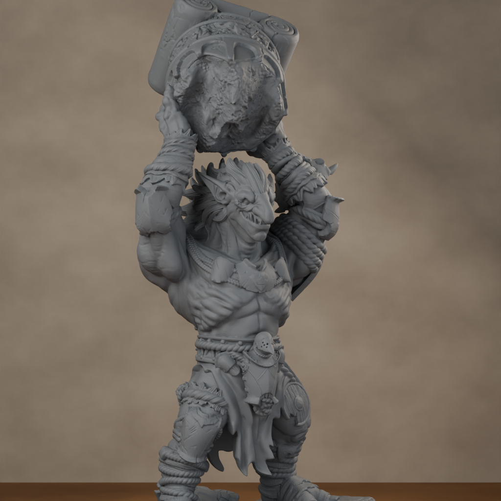 Blackspring Troll Pose 04 - unpainted resin miniature digital render - detail weapon