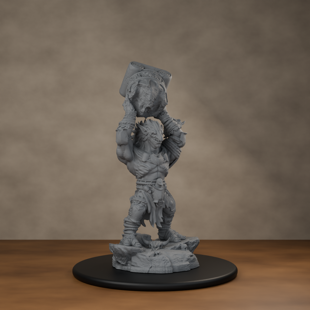 Blackspring Troll Pose 04 - unpainted resin miniature digital render - front right 3q